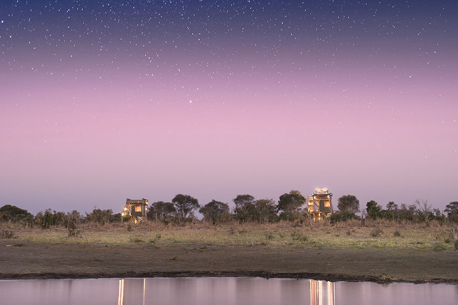 Enjoy the wildlife in its natural habitat. Watch the drama from your skybed, a raised platform in the middle of a private reserve.