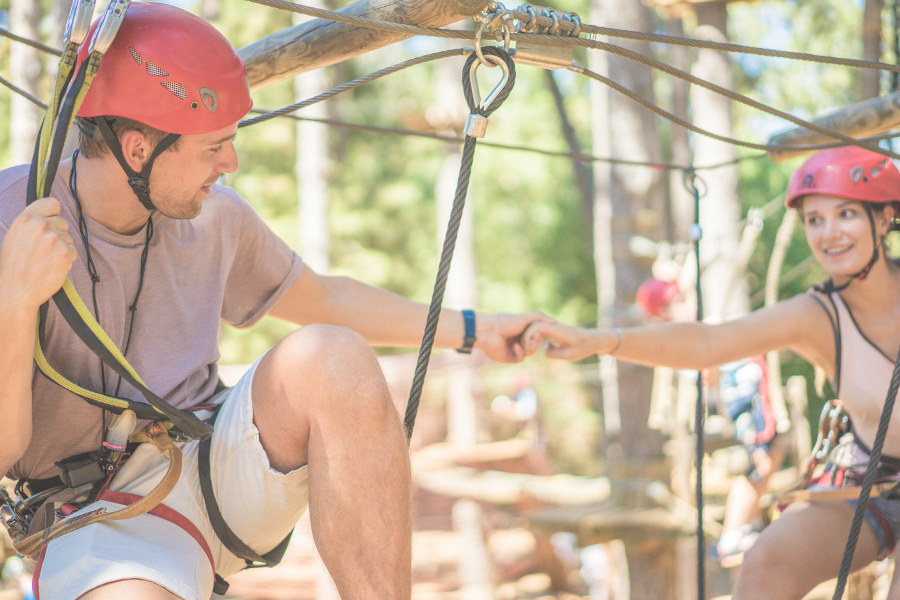Enjoy a day of family fun in the Dolomite Adventure Park. Fly through the dense pine forests on a zip line, or test your skill on one of the harder courses.