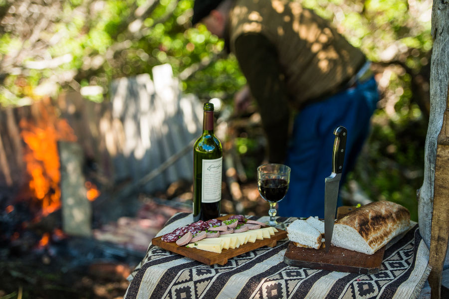 You can enjoy your catch by the fire in a traditional asado.