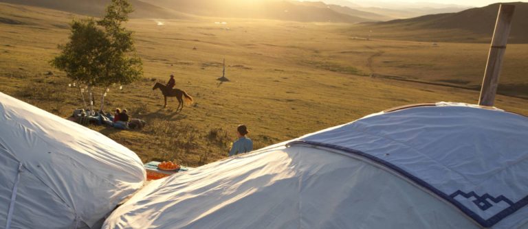 Gers and steppe in Mongolia